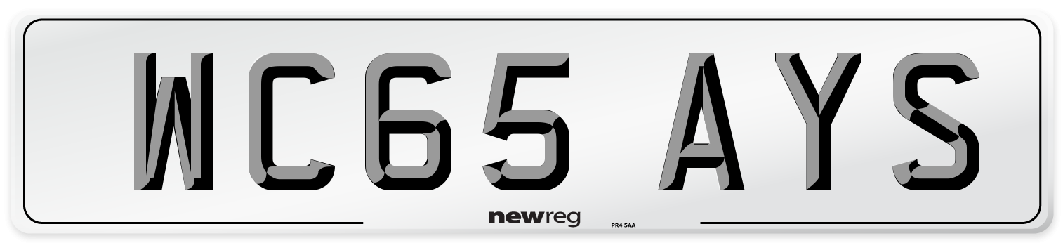 WC65 AYS Number Plate from New Reg